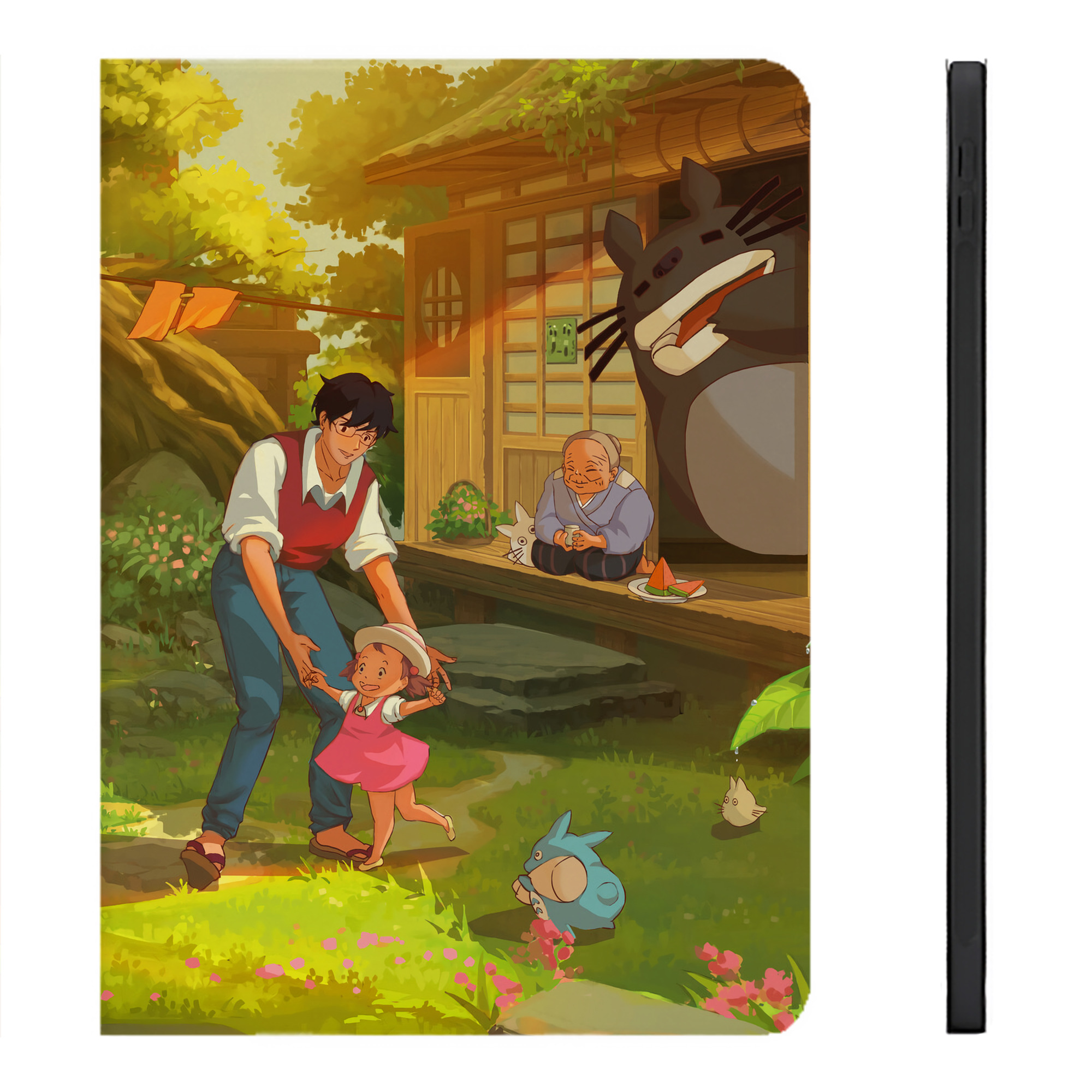 （画像用） となりのトトロ 草壁メイ 草壁サツキ My Neighbor Totoro Satsuki Kusakabe Mei Kusakabe IPadケース ペンホルダー付き ブックスタイルデザイン